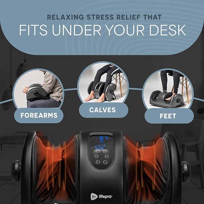 LifePro Shiatsu Foot Massager with Heat, Foot Massager with Heat for Plantar Fasciitis, Remote Control, Deep Kneading for Leg, Calf, Feet, Ankle with Free Roller Gifts for Mom Dad