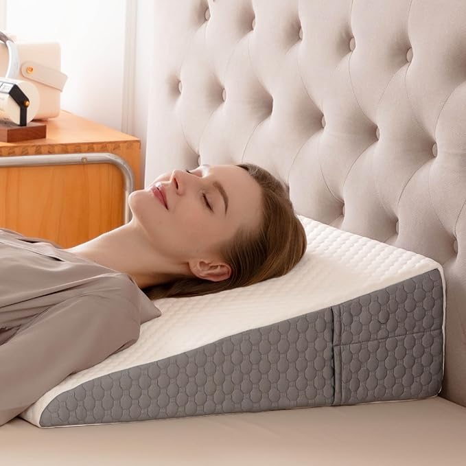 7.5" Bed Wedge Pillow for Sleeping Post-Surgery & Headboard Support - Acid Reflux, GERD, Heartburn & Snoring Relief - Memory Foam Back Support Pillow for Sitting, Resting, Reading