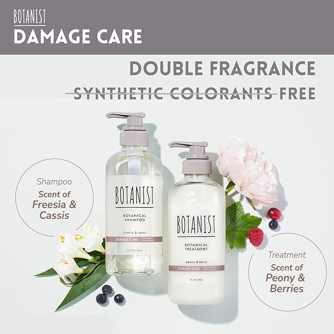 BOTANIST Natural Shampoo and Conditioner Set, Hair Repair Shampoo and Conditioner by Keratin, Collagen, Jojoba& Argan Oil, Moisturizing Shampoo in Japan, Silicone & Sulfate Free 31.7 Fl Oz DAMAGE CARE
