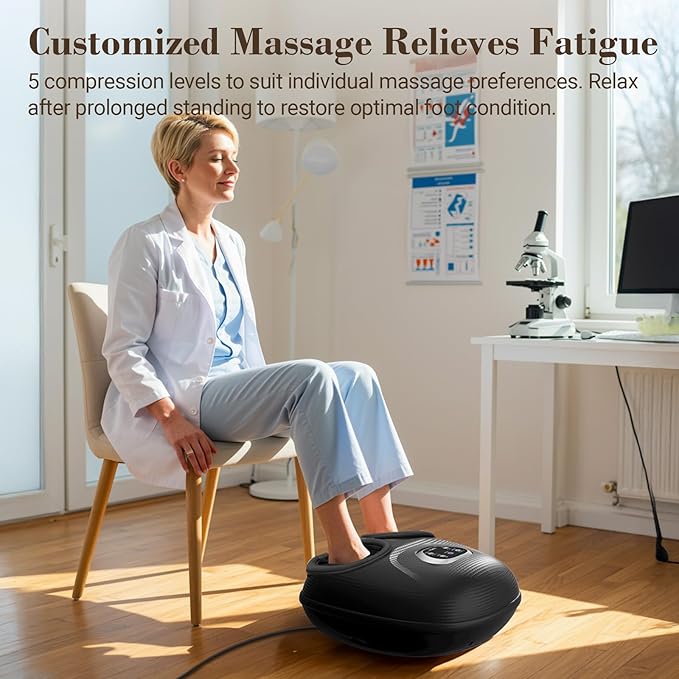 Foot Massager FSA Eligible HSA, Feet Massager with Heat for Plantar Fasciitis Relief, 5 Levels Compression & Vibration Massage for Neuropathy, Thanksgiving Gifts for Women Men, Fits Up to 13"