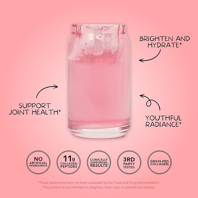 Clean Simple Eats Collagen Powder + Beauty Blend, Strawberry Colada, Hydrolyzed Collagen Peptides from Grass Fed Bovine & Chicken, Hyaluronic Acid for Hair, Skin, Nail & Joint Support, 30 Servings