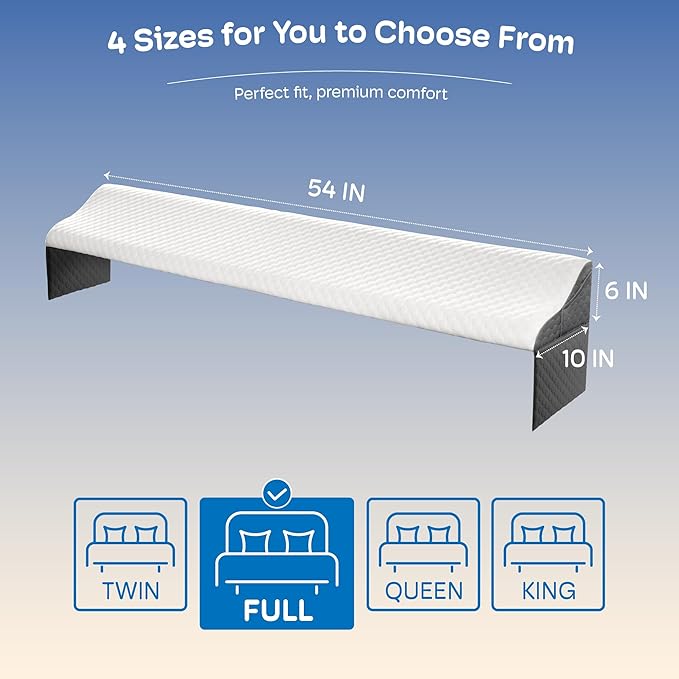 Full Size Wedge Pillow Headboard for Bed Gap Filler, Bed Wedge Pillow for Headboard Gap (0-8") Ergonomic Mattress Wedge Gap Filler for Stop Pillows, Phones & Items Falling Down(54"X10"X6")