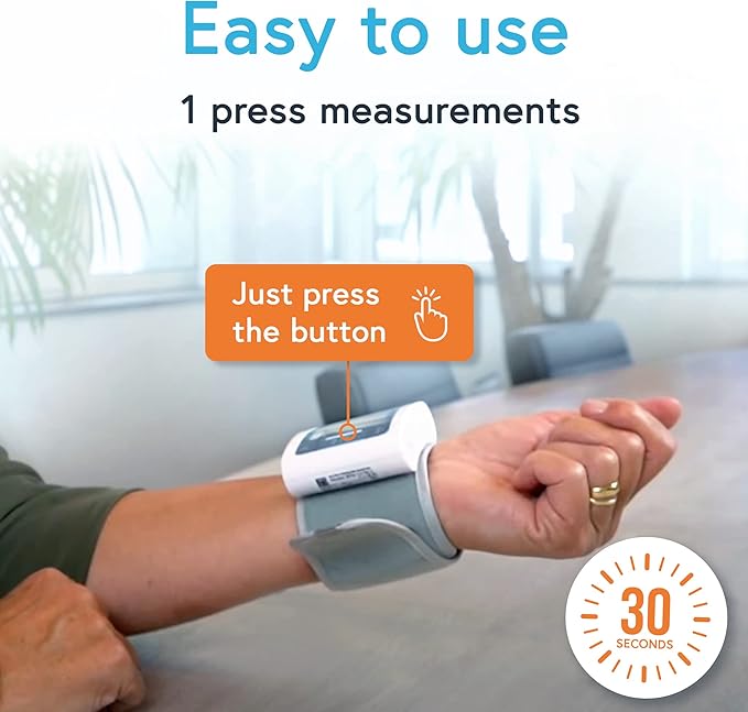 iProven Wrist Blood Pressure Monitor for Home Use – Heart Rate Display, Large Wrist Cuff, LCD Screen, Color-Coded Indicator