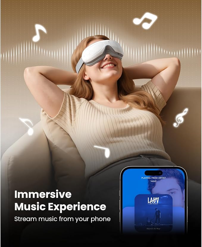 BOB AND BRAD Eye Massager FSA Eligible/HSA Eligible, EyeOasis 2 Heated Eye Mask for Migraines with Music, Smart Migraine Massager Reduce Dry Eyes Improve Sleep, Birthday Gifts for Women Men Mom Dad