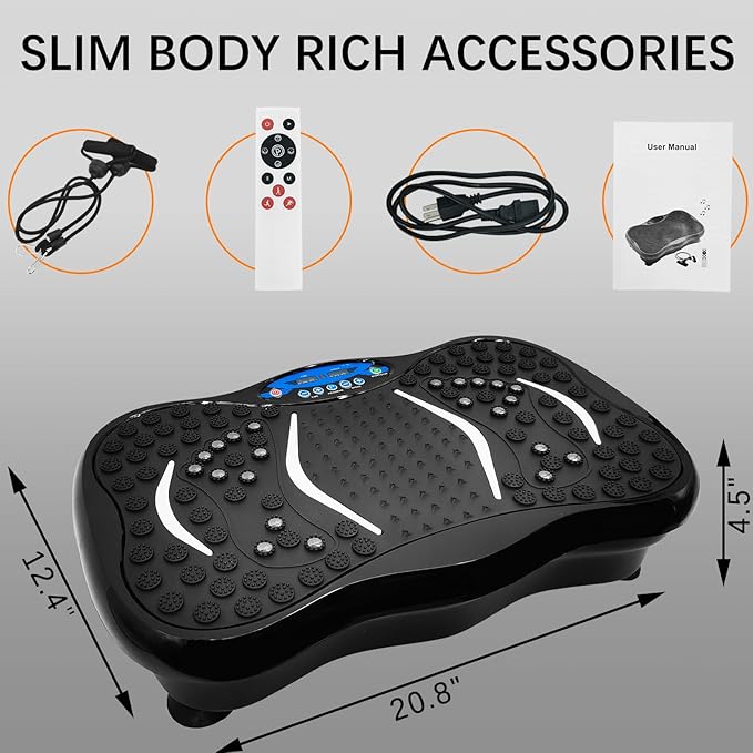 Vibration Plate Exercise Machine with Remote Control, Whole Body Workout Vibration Platform , Lymphatic Drainage Machine for Weight Loss Shaping Toning Wellness Home Gyms Workout