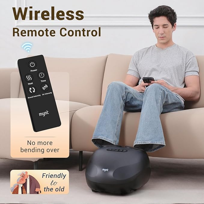 Mynt Foot Massager with Heat, FSA Eligible HSA Approved Shiatsu Foot Massager for Plantar Fasciitis & Daily Relaxation, Multi-Modes Feet Warmer with Remote Control Fits Up to 14, Gifts for Mom Dad