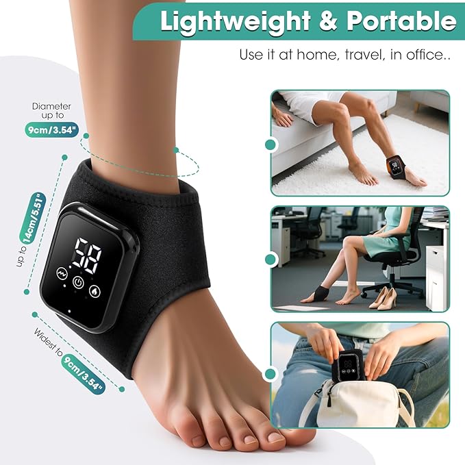 Ankle Massager for Pain Relief, Heating Pad for Ankle and Foot with 2000mAh Rechargeable, Thermal Wrap for Achilles Tendon, Plantar Fasciitis Foot Massager - Gifts for Women Men