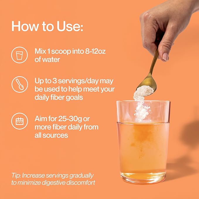 Supergut Foundational Daily Fiber Powder, Sugar Free & Vegan Prebiotic Fiber Blend for Gut Health & Digestive Support, Supplement for Men & Women with Solnul & Sunfiber, Peach Mango, 18 Servings