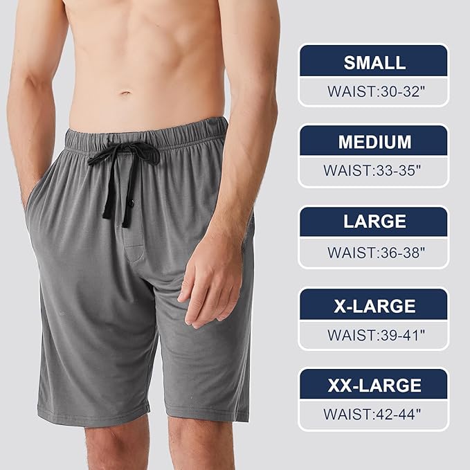Men's Pajama bottoms Lounge Sleep Shorts Soft Comfortable Breathable Pajamas Shorts with Pockets 2 Pack