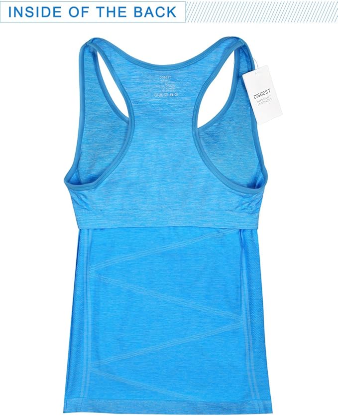 Disbest Yoga Tank Top, Women's Performance Stretchy Quick Dry Sports Workout Running Top Vest with Removable Pads