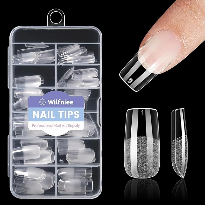 Medium Square Nail Tips: 240PCS Soft Gel Clear Square Pre-Shaped Nails Tips, 12 Sizes Full Cover Fake Press on Nails for Acrylic Nail Tip Home DIY Salon Nails