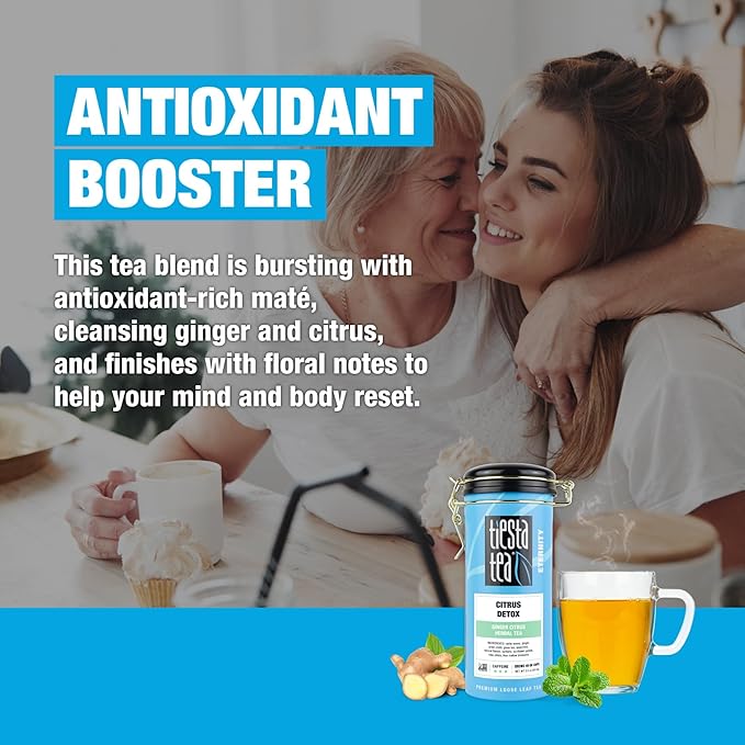 Tiesta Tea - Ginger Citrus Herbal Loose Leaf Tea, Lemon Ginger with Mint and Chamomile, Caffeine-Free, Hot or Iced, Refillable Tin, Makes Up to 50 Cups, 3 Ounce