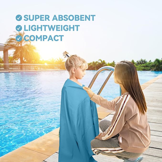 Microfiber Beach Towel-Perfect for Travel, Sports, Camping, Swimming, Yoga, Gym- Quick Dry, Sand Free, Compact, Lightweight, Absorbent (Marine Blue,Medium(130x70cm, 51x27”))