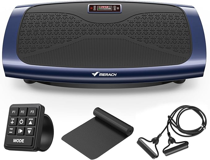 MERACH Vibration Plate Exercise Machine, 3D & 4D Vibration Plate for Lymphatic Drainage Weight Loss with 2 Tension Ropes, Whole Body Vibration Platform for Women Men, Exercise Equipment for Home