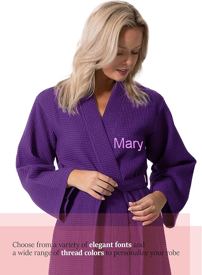 Waffle Knit Lightweight Kimono Spa & Bath Robes for Women - Quick Dry - Soft