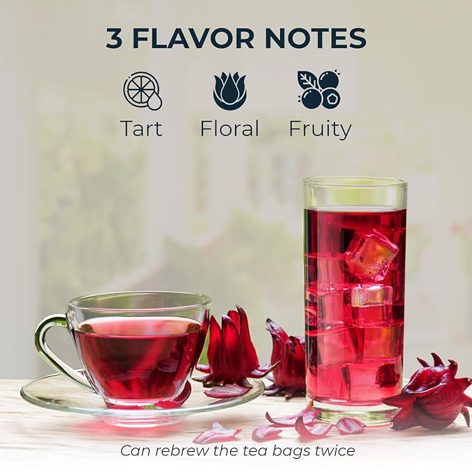 INJOY YOUR VITALGRI:N Roselle Hibiscus Tea Bags - 55 Count (+5 Tea Bags), Bamboo Tong Included - 4.16 oz, Re-Steep Red Artichoke Tea Herbal Blend, Vitamin A, C, D, Detox, Support, Atiso