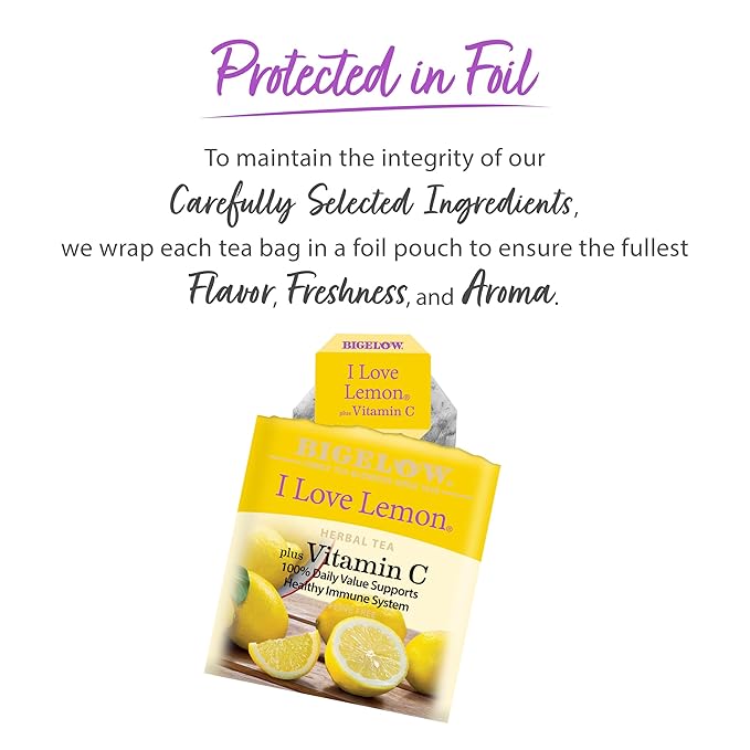 Bigelow Tea I Love Lemon with Vitamin C Herbal Tea, Caffeine Free Tea with Lemon, 20 Count Box (Pack of 6), 120 Total Tea Bags