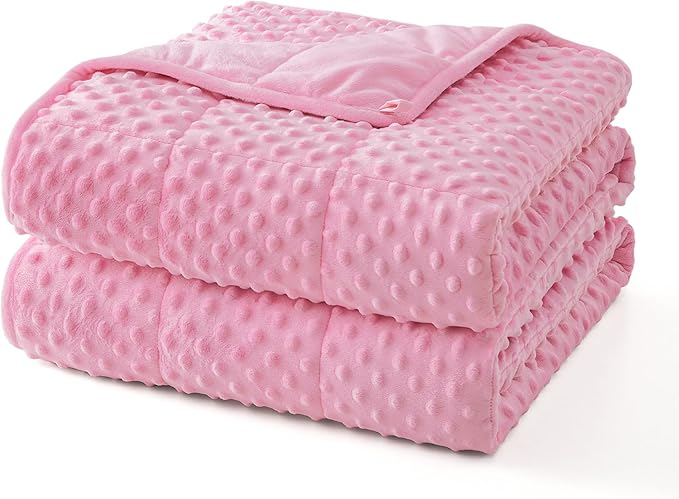 Topcee Weighted Blanket King Size (20lbs 80"x87"), Minky Dots Heavy Blanket for Woman, Man Sleeping, Soft, Cozy and Cooling Weighted Throw Blankets, Machine Washable, Pink