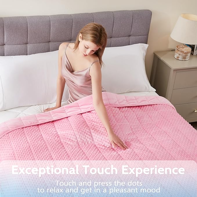 L'AGRATY Weighted Blanket - 36"x48" 3lbs Minky Dots Heavy Blanket with Glass Beads Soft Breathable for All-Season Summer Fall Winter Thick Comfort for Sleeping