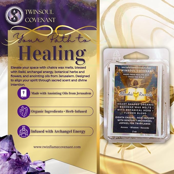 TwinFlames Chakra Wax Melt Collection β Beeswax Aromatherapy Melts with Archangel Energy, Sacred Oils & Scripture β 10 Spiritual Melts for Meditation, Alignment & Reiki (Heart Chakra)