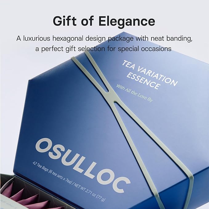 OSULLOC TEA VARIATION ESSENCE (42 Count, 6 Types x 7 ea), Premium Tea Gift Set, Special Thank You Card attached