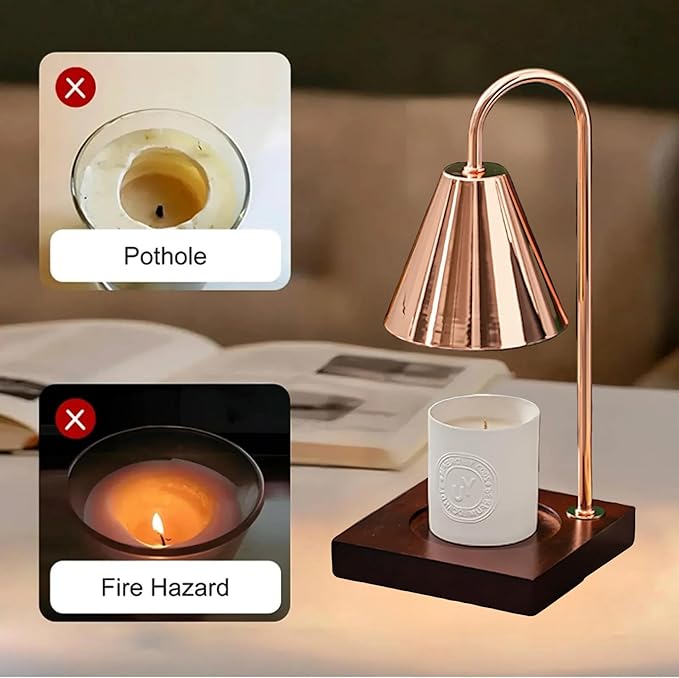 Candle Warmer Lamp with Timer-Electric, Home Decor, Dimmable Candle Light Warmer,House Warming Gifts New Home, Christmas Gifts for Women,Wax Melt Warmer for Jar Candles (Rose Gold)