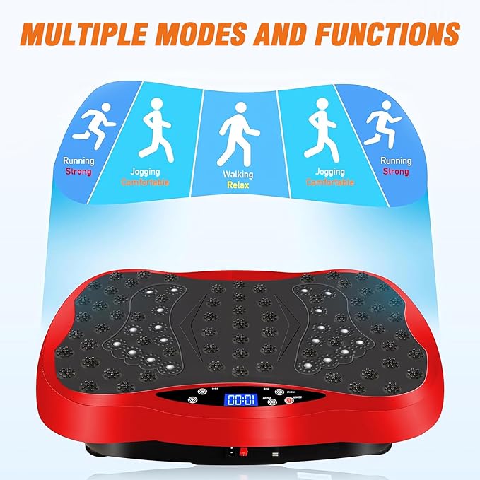 ALSO GO Vibration Plate Exercise Machine, 120-Level & 3 Workout Modes Vibration Board for Weight Loss/Lymphatic Drainage, 400lbs Capacity with Resistance Bands, Full Body Platform for Home Fitness