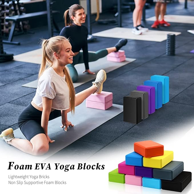 20 Pcs Foam EVA Yoga Blocks Lightweight Yoga Bricks Non Slip Supportive Foam Blocks Yoga Prop Accessories for Yoga, Pilates, Stretching and Meditation, Women Men Yogi Yoga Beginners (Multicolor)
