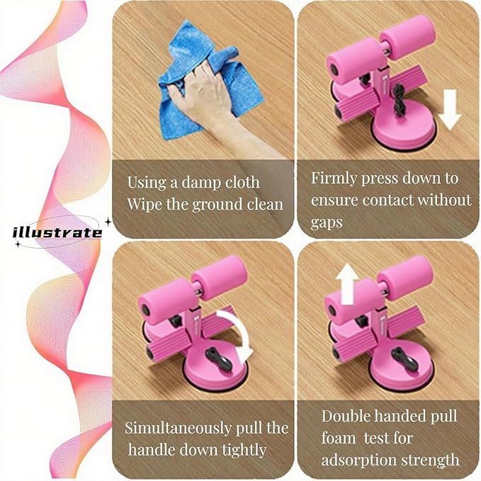 abs master sit up bar,sit ups foot holder with Elastic 2 Suction Cups and Pull Rope Portable Sit Up Assistant Device for Home Workout