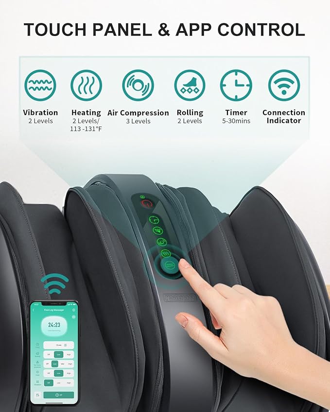 Nekteck Foot Massager with Heat, FSA Eligible Shiatsu Leg Massager for Circulation and Pain Relief, HAS Air Compression Foot Massage Machine for Plantar Fasciitis Neuropathy Calf Arm Muscle Relax