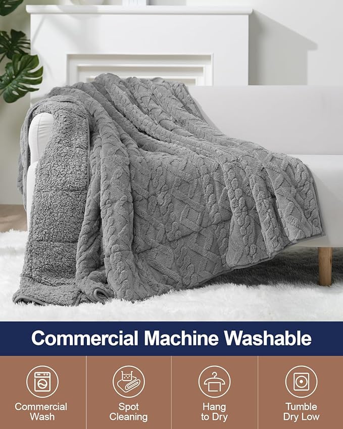 Super Fuzzy Soft Sherpa Fleece Weighted Blanket, 25 lbs Dual Sided Fluffy Heavy Weighted Blankets for Adults - No Bunching with Double Layers of Soft Inner Lining (60"x 80", 25 Pounds)
