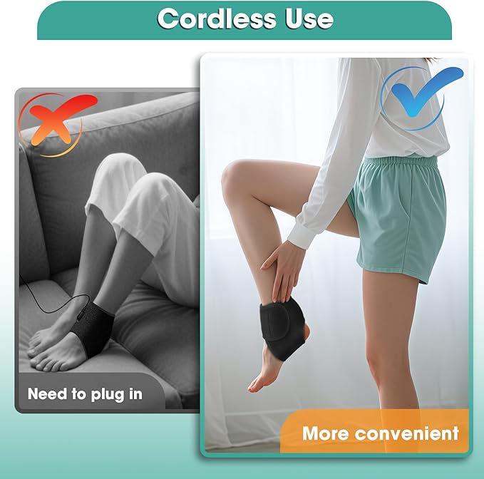 Ankle Massager for Pain Relief, Heating Pad for Ankle and Foot with 2000mAh Rechargeable, Thermal Wrap for Achilles Tendon, Plantar Fasciitis Foot Massager - Gifts for Women Men