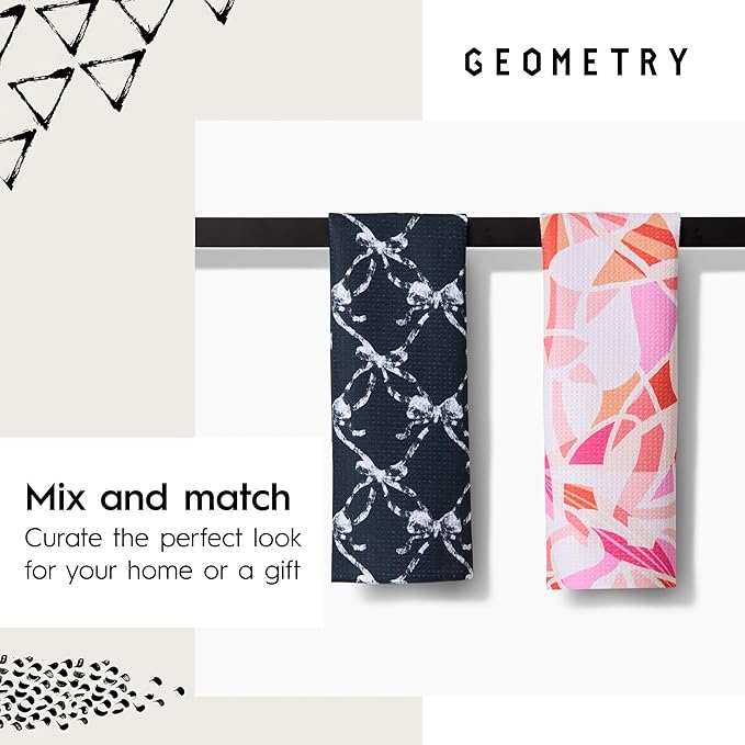 GEOMETRY Bar Towels for Kitchen - Spring & Summer Collection - Premium Towels for Cleaning Dishes & Glassware - Absorbent & Fast Drying Kitchen Towels - Harlequin, 12" x 14" - 1-Piece