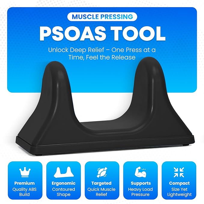 Psoas Release Tool, Hip Hook Psoas Muscle Release Tool, Deep Tissue Hip Massager and Back Stretcher for Hip Flexor and Trigger Point Relief (Black)