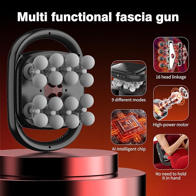 16 Head Massage Gun Set, Muscle Relaxation Massage Suitablefor Back Leg and Foot Muscle Relaxation, Deep Tissue Massage Gun,Portable 30-SpeedSettings, (with 16 Gray Massage Heads)