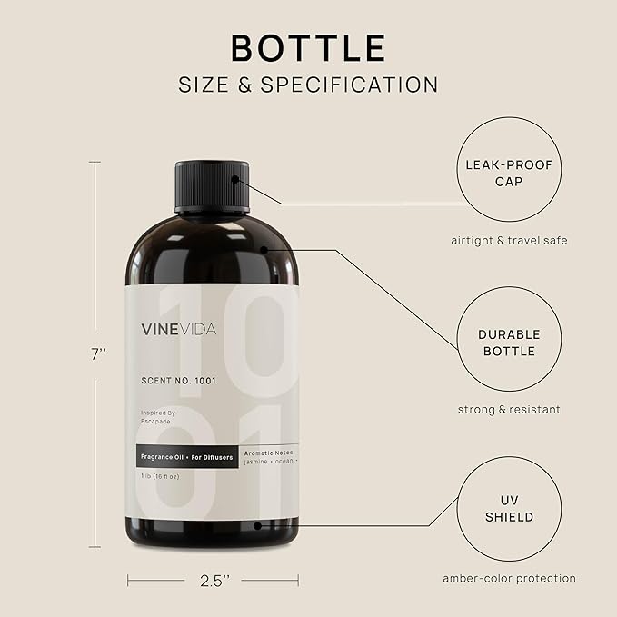 VINEVIDA 16oz Hotel Fragrance Collection Diffuser Oil - Cold Air Diffuser - Inspired by Ritz Carlton Hotel Scent No.1001