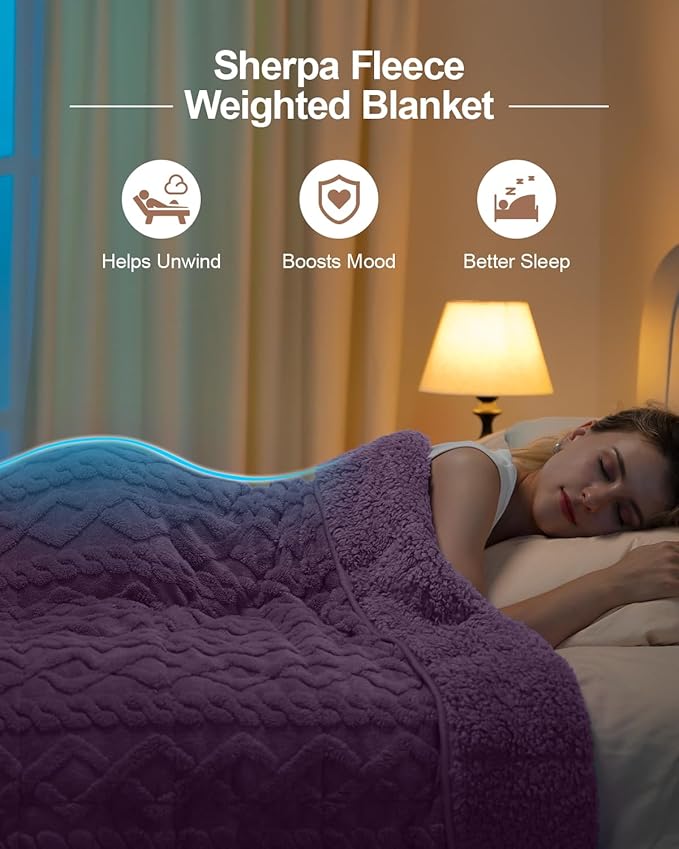 Super Fuzzy Soft Sherpa Fleece Weighted Blanket, 15 lbs Dual Sided Fluffy Heavy Weighted Blankets for Adults - No Bunching with Double Layers of Soft Inner Lining (60"x 80", 15 Pounds)