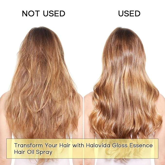 Gloss Essence Hair Oil Spray, Hair Oil for Frizzy Hair, Heat Protectant Oil for All Hair Types, Strengthens Hair, Absorbs Nourishment & Shiny Hair, Adds Color Safe Formula, 2.71 Fl oz