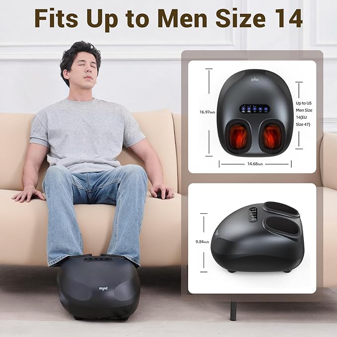 Mynt Foot Massager with Heat, FSA Eligible HSA Approved Shiatsu Foot Massager for Plantar Fasciitis & Daily Relaxation, Multi-Modes Feet Warmer with Remote Control Fits Up to 14, Gifts for Mom Dad