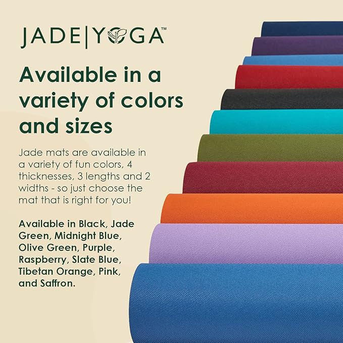 JadeYoga Harmony Yoga Mat - Durable & Thick Gym Fitness Mat, Non-Slip Natural Rubber Yoga Mat - Home Exercise & Stretching Mat, Workout Mat - Yoga, Pilates & Meditation for Women & Men