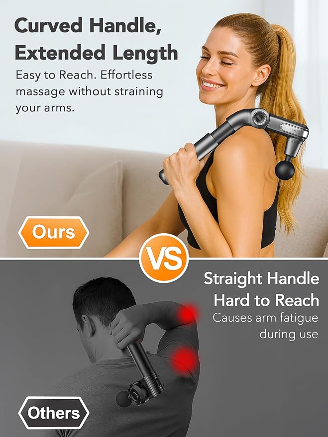 Foldable Massage Gun Deep Tissue with Retractable Handle,Back and Neck Massager for Pain Relief,Handheld Massager for Shoulder Lower Leg Waist– Perfect Gifts for Women, Father, Mother, Friends
