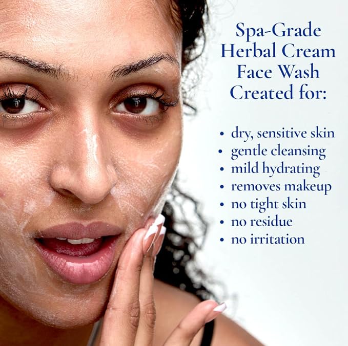 GUNILLA Herbal Face Wash - Very Gentle Daily Cream Cleanser for Dry, Normal, Sensitive Skin. Removes Dirt, Oil & Impurities. Plant-Based. Vegan. Natural. Concentrated 4.0 oz