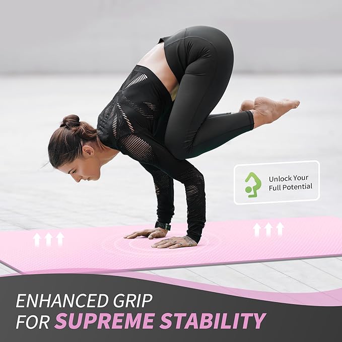 CAMBIVO Yoga Mat for Women Men Kids, 1/3 & 1/4 & 2/5 Inch Extra Thick Yoga Mat Non Slip, 72" x 24" TPE Yoga Mats, Workout Mat with Carrying Strap for Yoga, Pilates and Floor Exercises