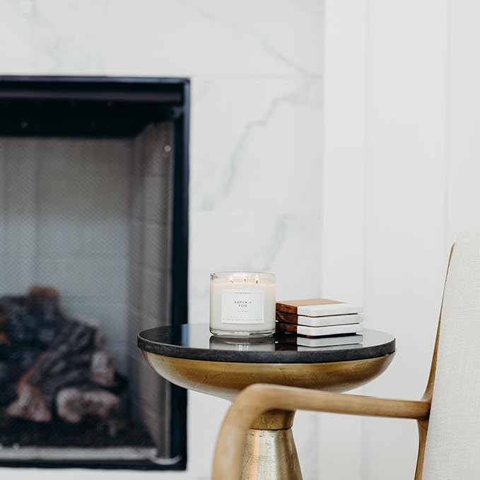 Calyan Wax Co. 3 Wick Candle, Aspen + Fog Scented Candle, 43 Hour Burn Time, 3 Wick Soy Candles, Non Toxic & Vegan Soy Wax, Glass Jar Scented Candles, 14.9oz