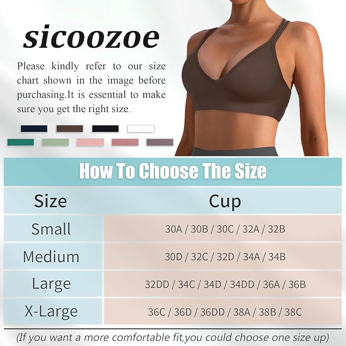 Sports Bra for Women V-Neck Strappy Criss Cross Yoga Bra Padded Medium Support Workout Gym Athletic Fitness Bras 3 Pack