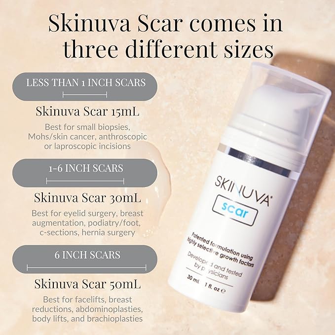 Skinuva® Next Generation Scar Cream - Advanced Scar Cream Formulated with Growth Factors (1 oz)