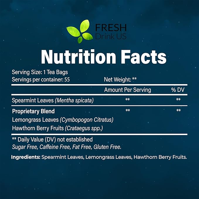 FreshDrinkUS, Premium 135 Tea Bags Better Sleep Herbal Tea | Caffeine-Free Loose Leaf Blend with Spearmint Leaves, Lemongrass Leaves, and Hawthorn Berry โ Naturally Refreshing and Aromatic.
