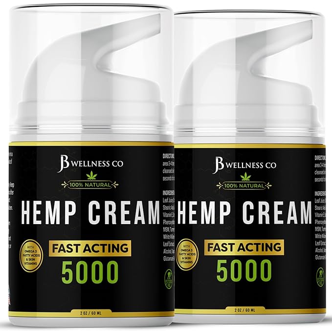 Hemp Cream -4oz- Neem, MSM, Turmeric, Emu Oil, Menthol, Aloe - 2 Pack