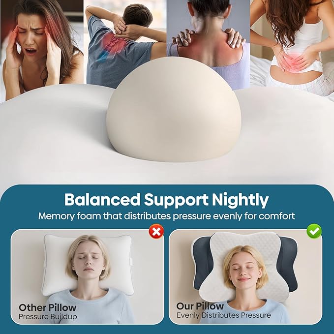Cervical Pillow for Neck & Shoulder Pain Relief Sleeping - Ergonomic Contour Pillows - Memory Foam Pillow for Side, Back & Stomach Sleepers