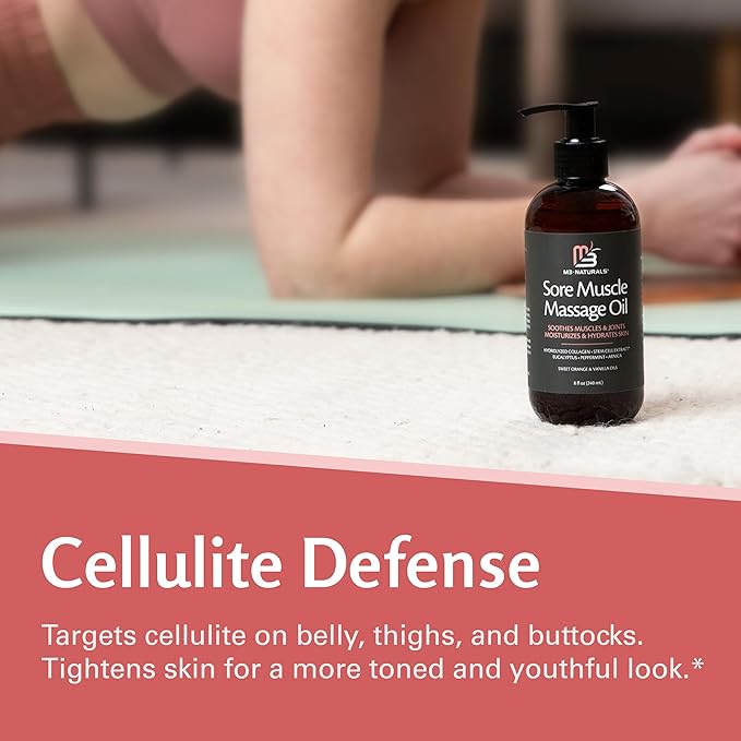 M3 Naturals Arnica Sore Muscle Massage Oil with Collagen, Stem Cells, and Menthol, Anti-Cellulite Therapy for Full Body, Fast-Absorbing Multipurpose Treatment